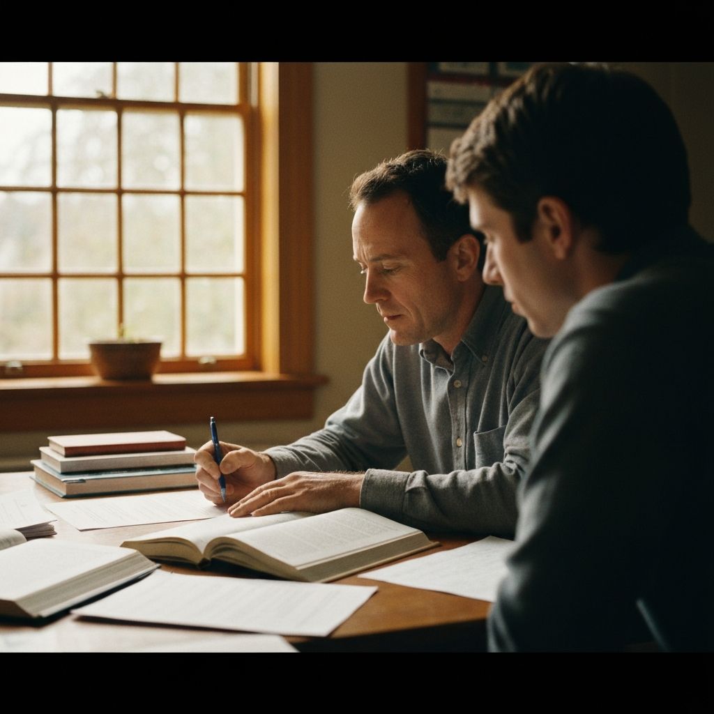 Man engaged in thoughtful study with papers and notes, representing the pursuit of knowledge and understanding wellness concepts