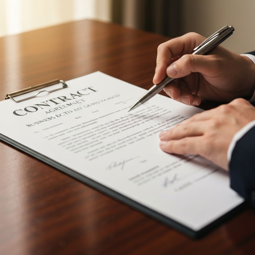 Business agreement and formal contract documentation, representing terms and conditions of service